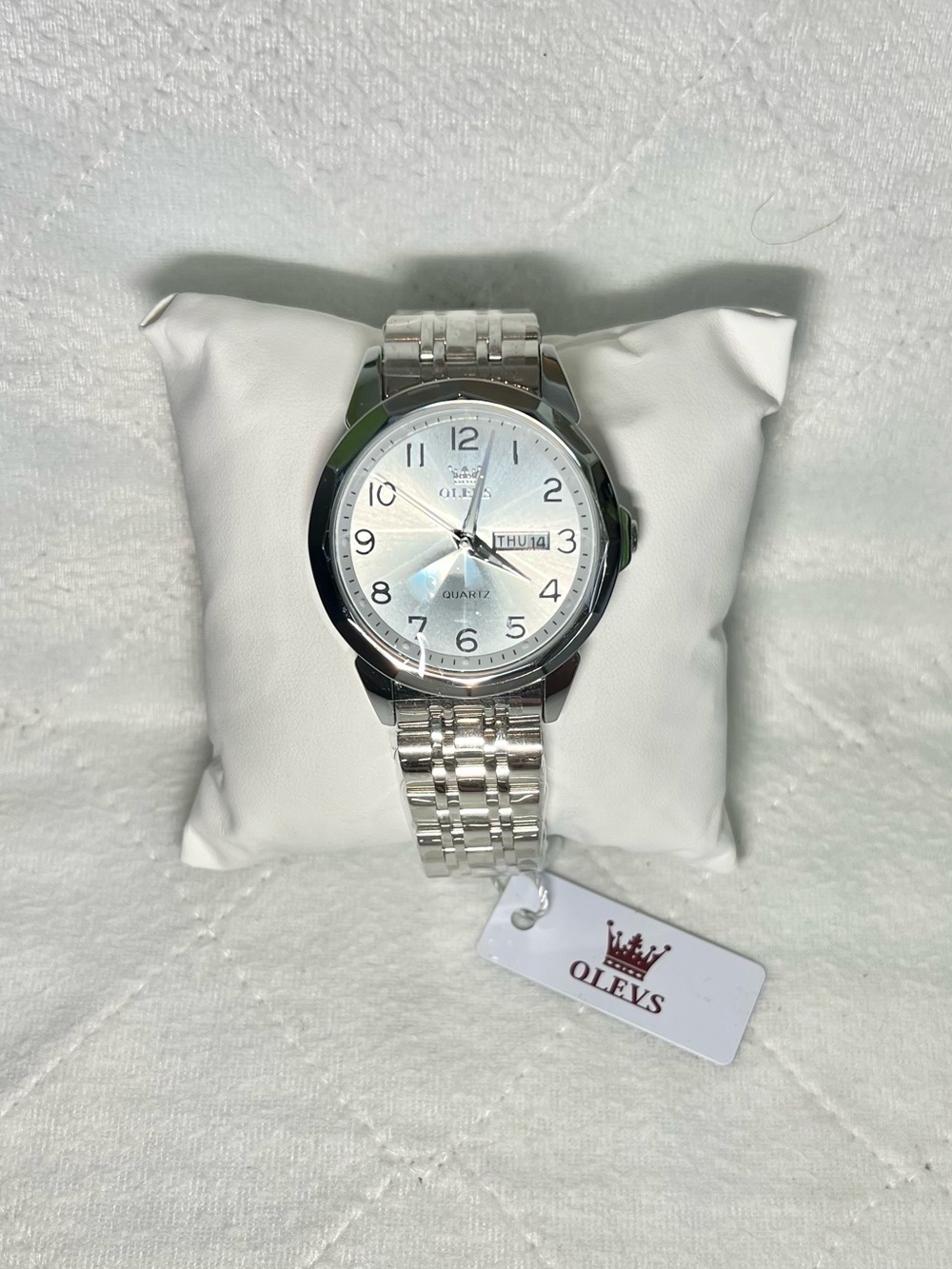 Olevs Men’s Silver Stainless Steel Quartz Watch - White Dial